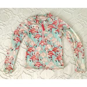 Ruffle Butts Flamingo SPF Rash Guard Size 4T Swim Wear